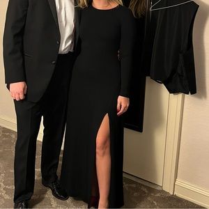 Lulus Swept Away Long Sleeve Black Maxi Dress